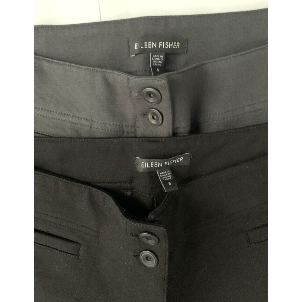 Eileen Fisher Bootcut Pants Sz Small Trousers Viscose Blend Grey Black Lot of 2 - Picture 2 of 8